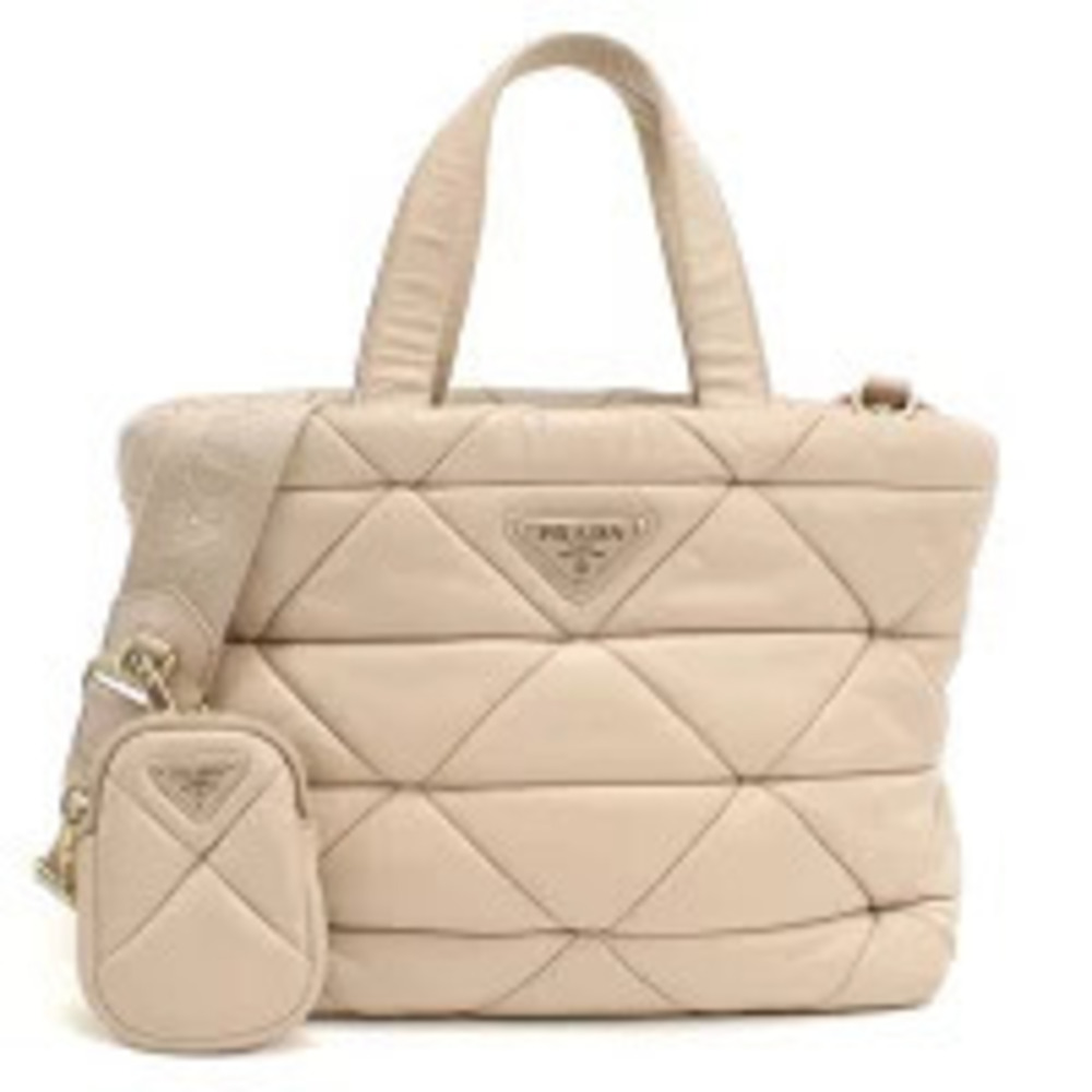 Prada Tote Bag Leather Beige Cream Handbag